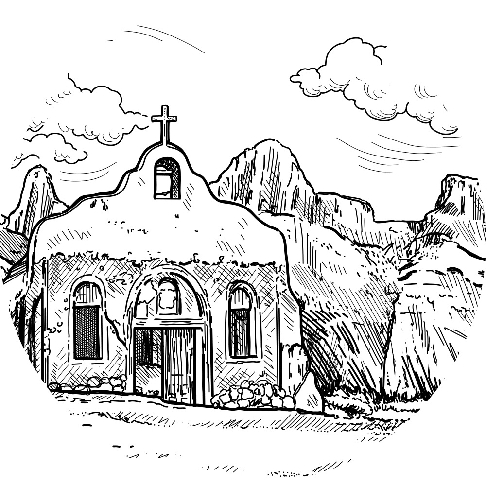 drawing of contrabando western movie set