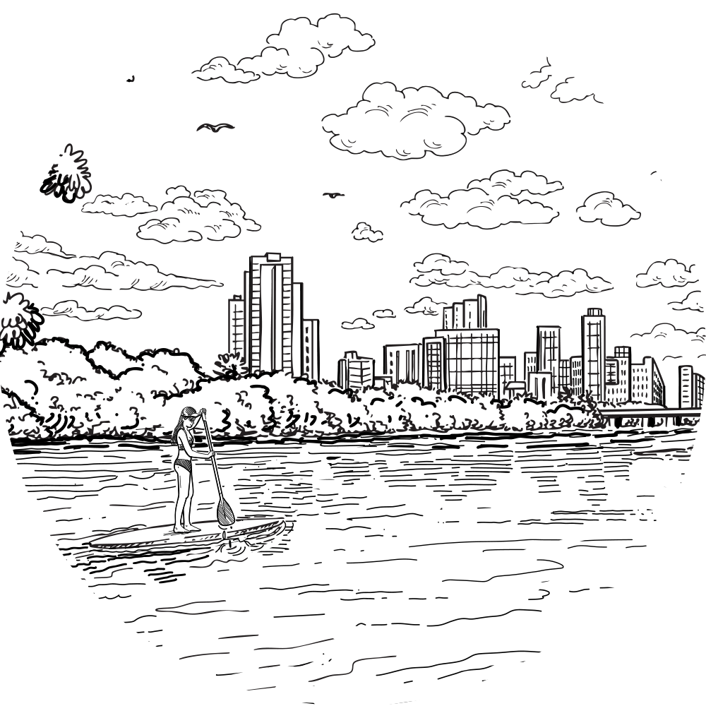 drawing of lady bird lake